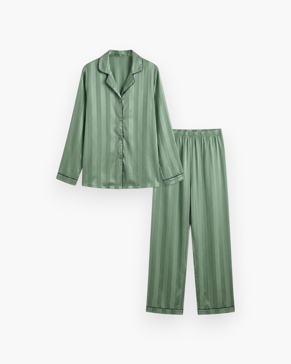 Satin Long Sleeve Striped Pyjama Set