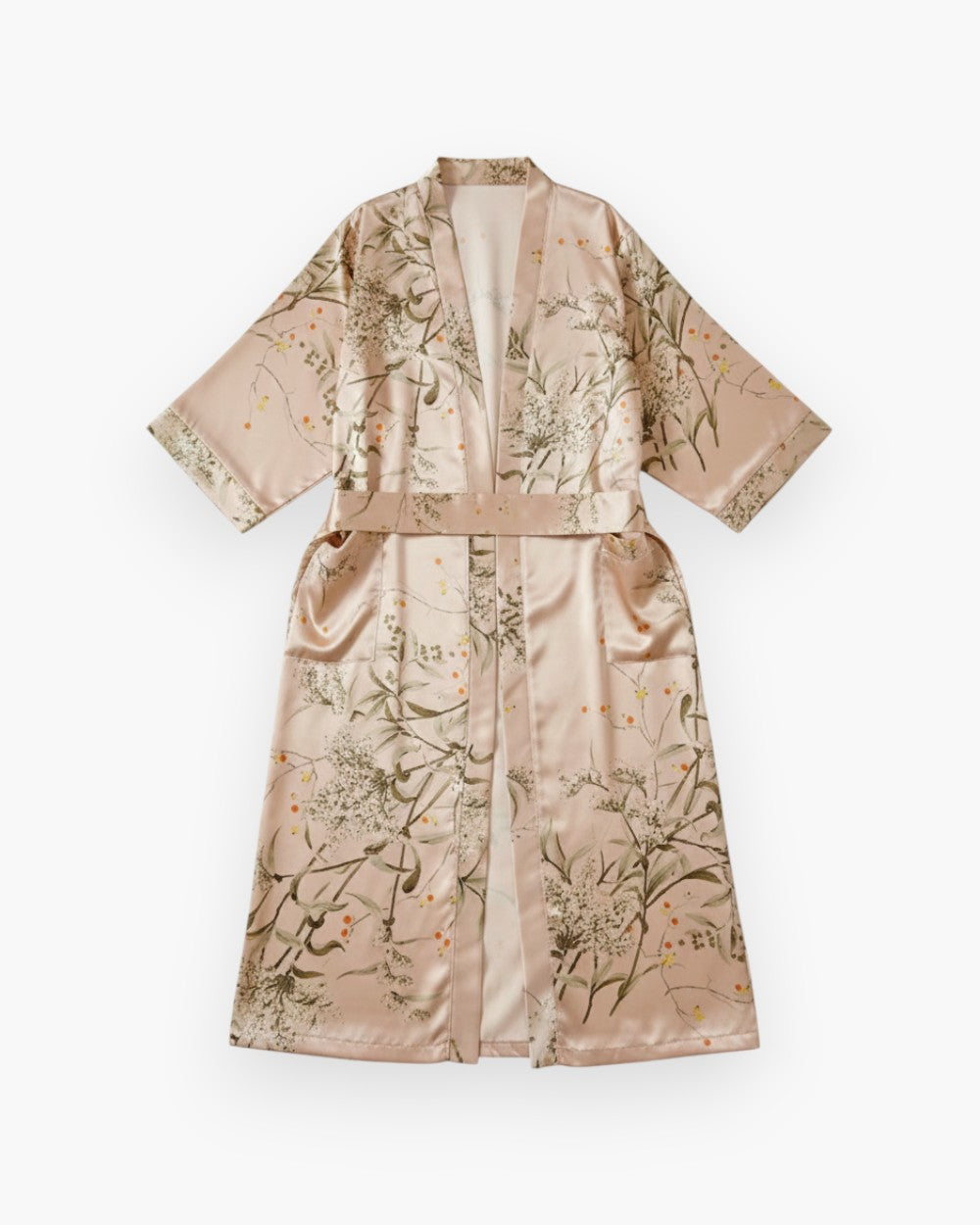 Satin Floral Long Sleeve Robe