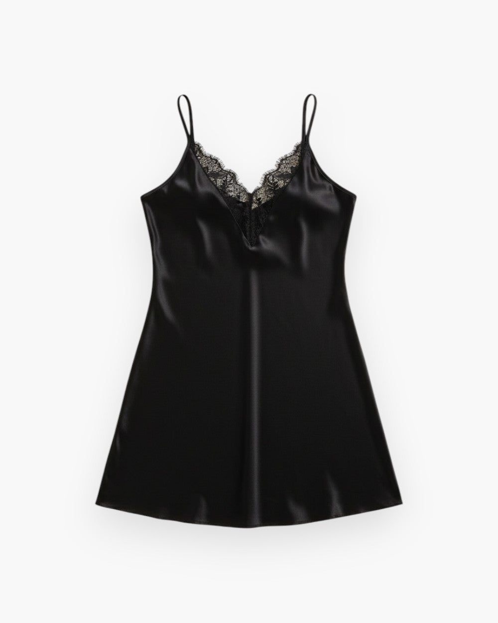 Satin sleeveless lace trim nightdress