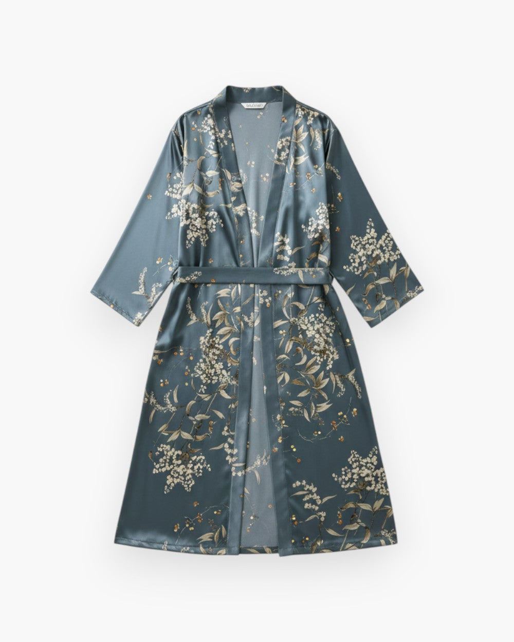 Satin Floral Long Sleeve Robe