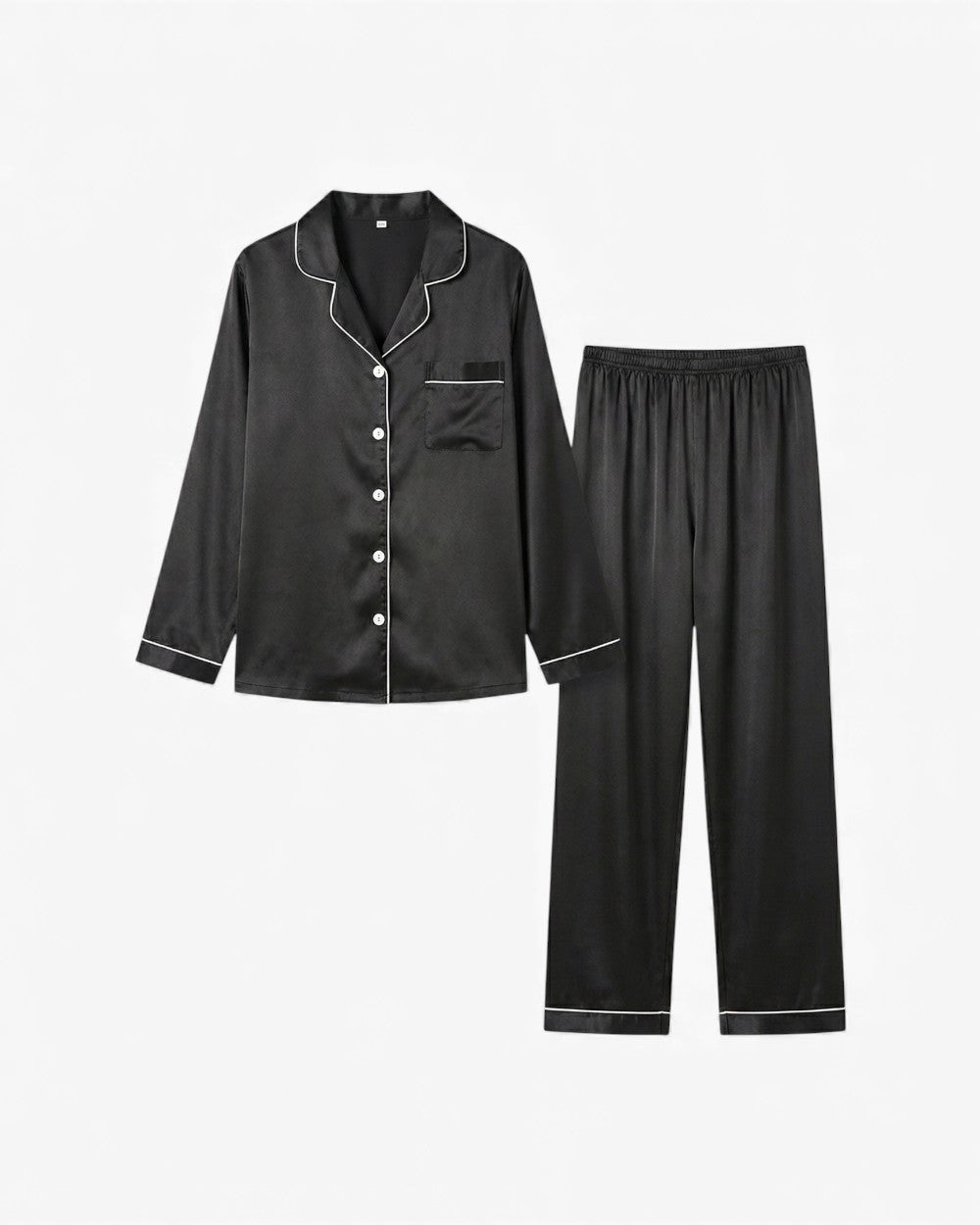 Satin Long Sleeve Straight Leg Pyjama Set