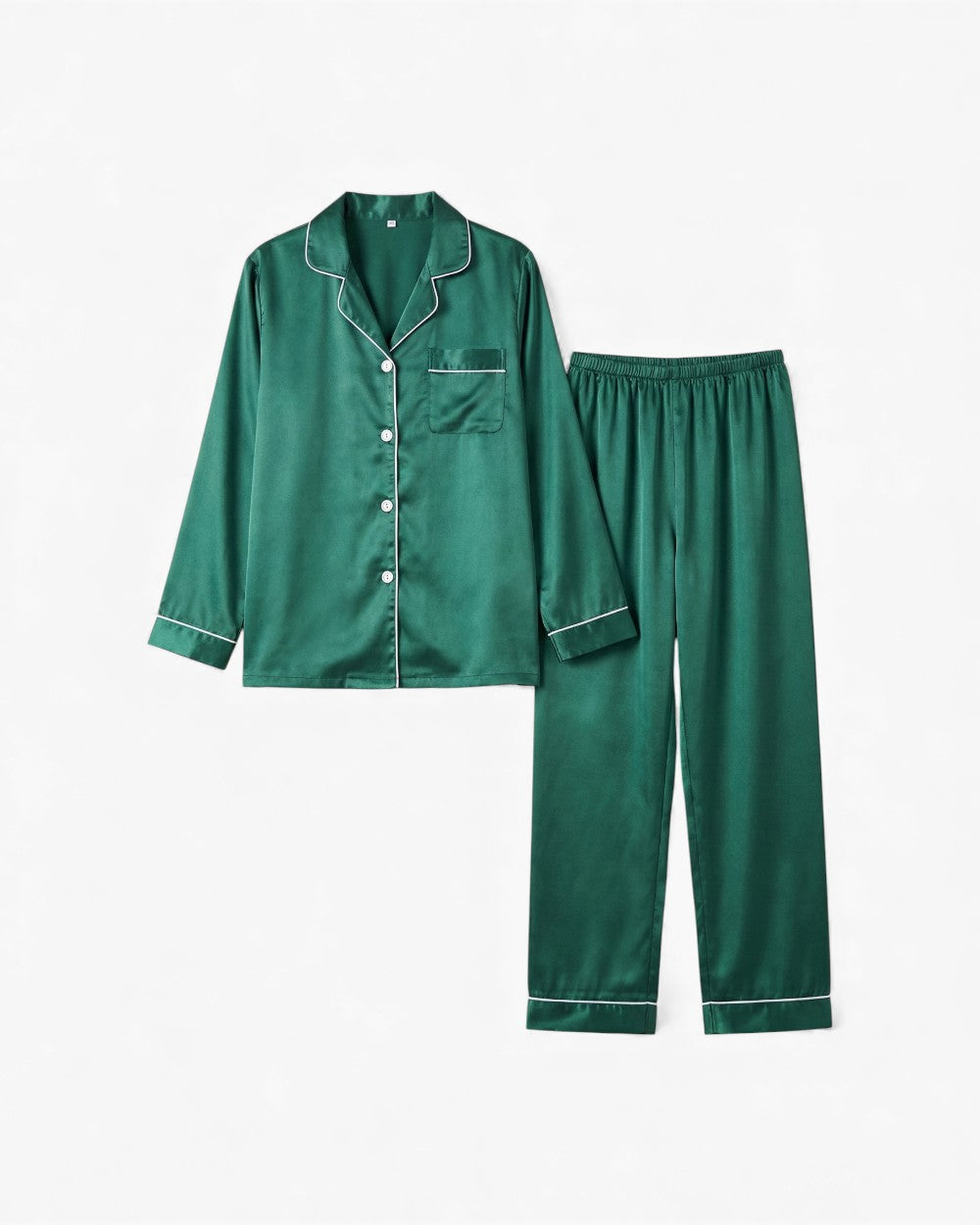 Satin Long Sleeve Straight Leg Pyjama Set