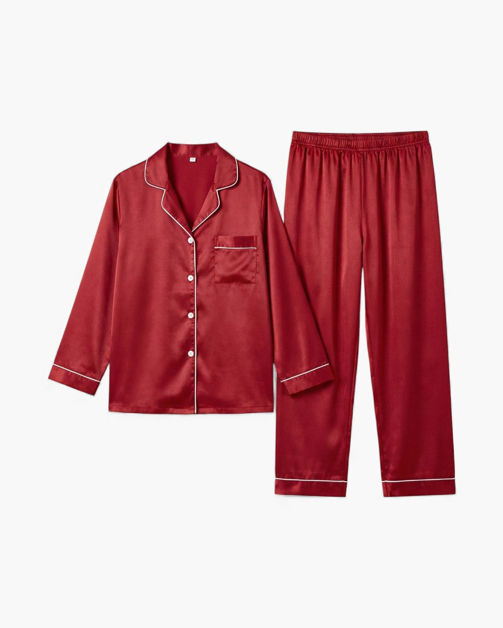 Satin Long Sleeve Straight Leg Pyjama Set