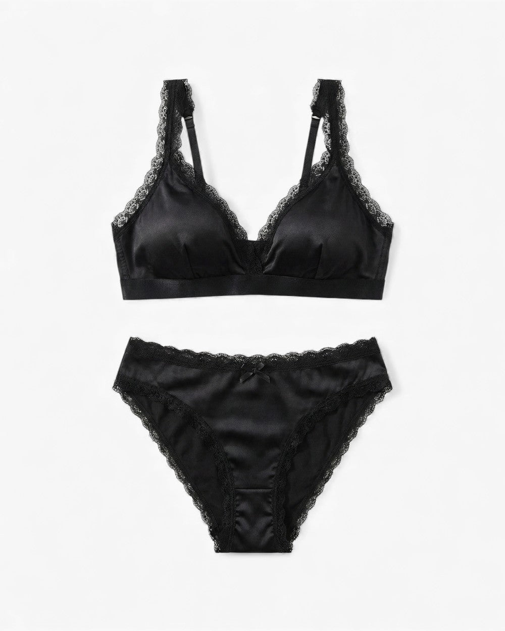 Lace lingerie set with padded bralette wire-free and brief