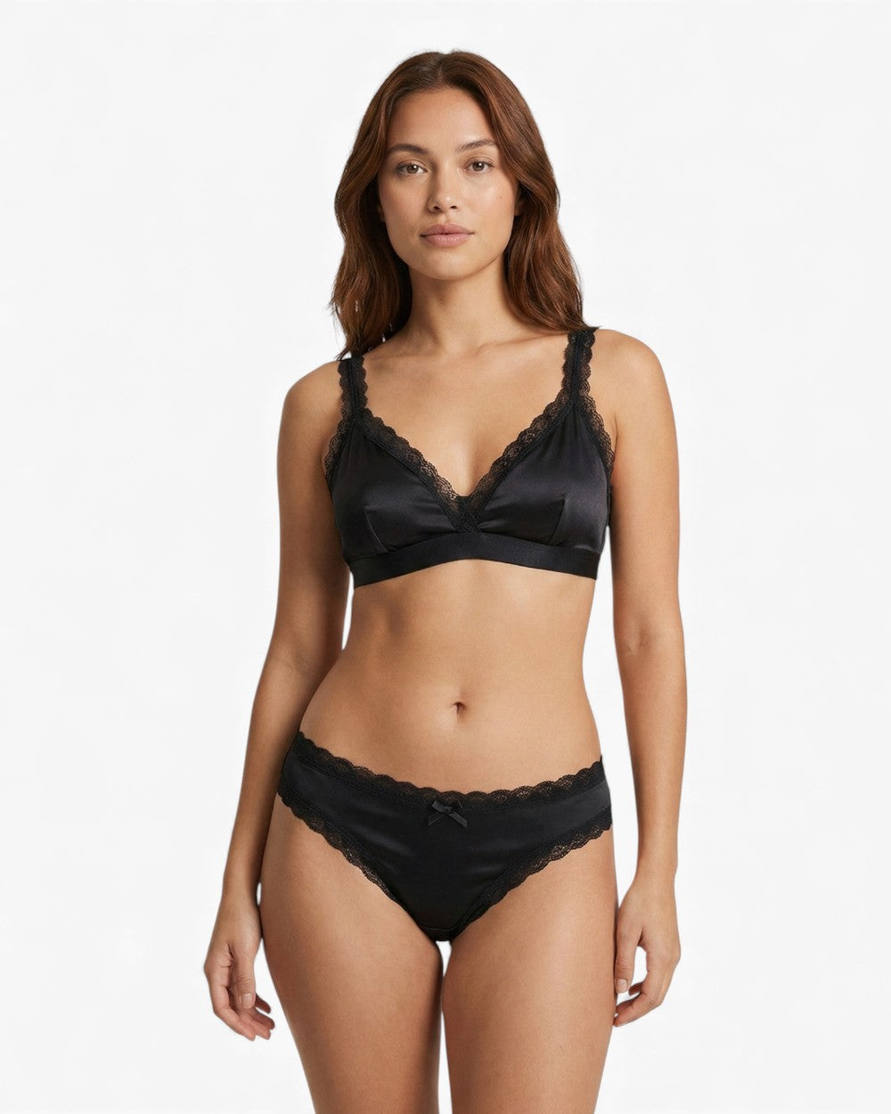 Lace lingerie set with padded bralette wire-free and brief